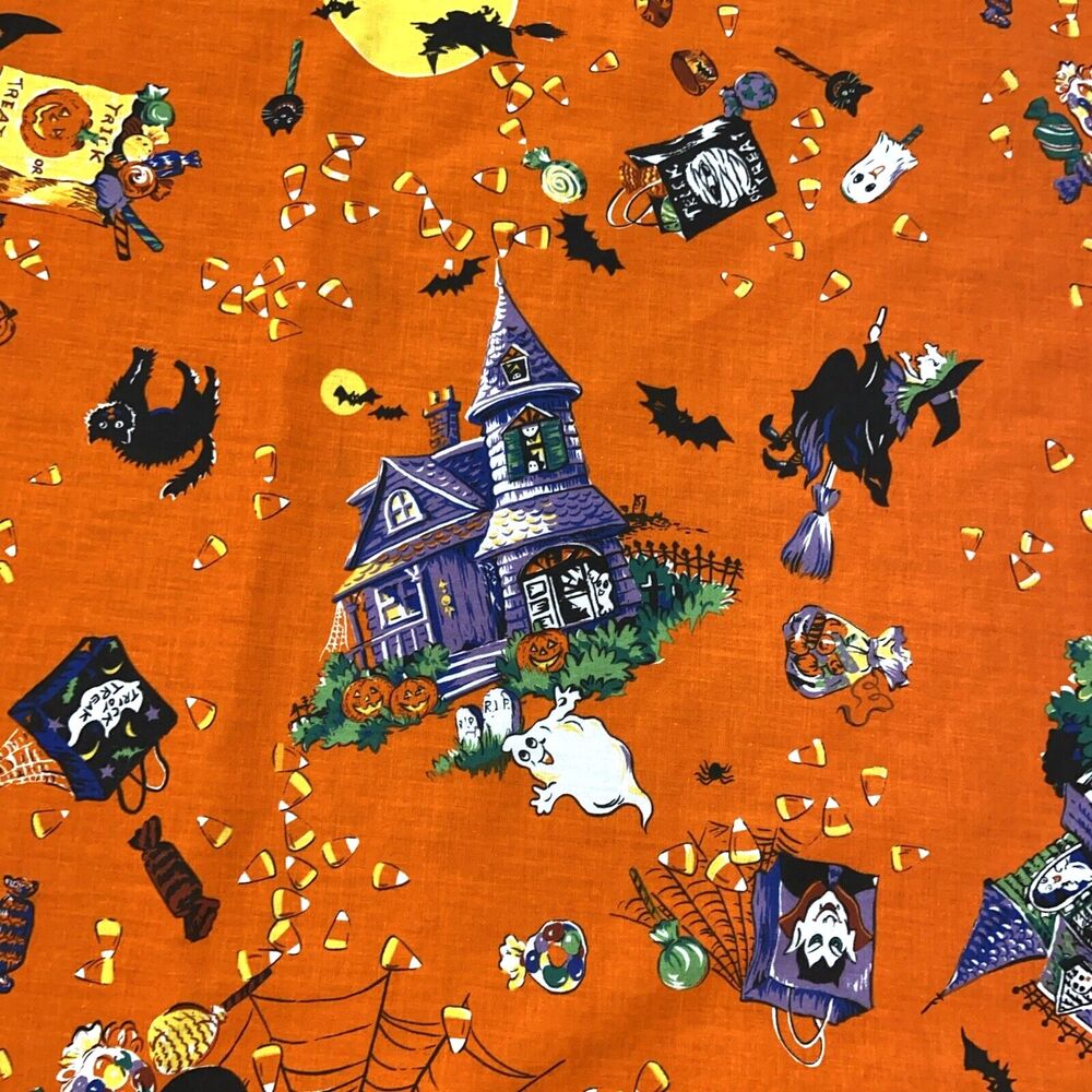 Vintage 1995 Halloween Spooky House Tablecloth "Fashion Industries" Est. 52"x70" - Picture 3 of 8